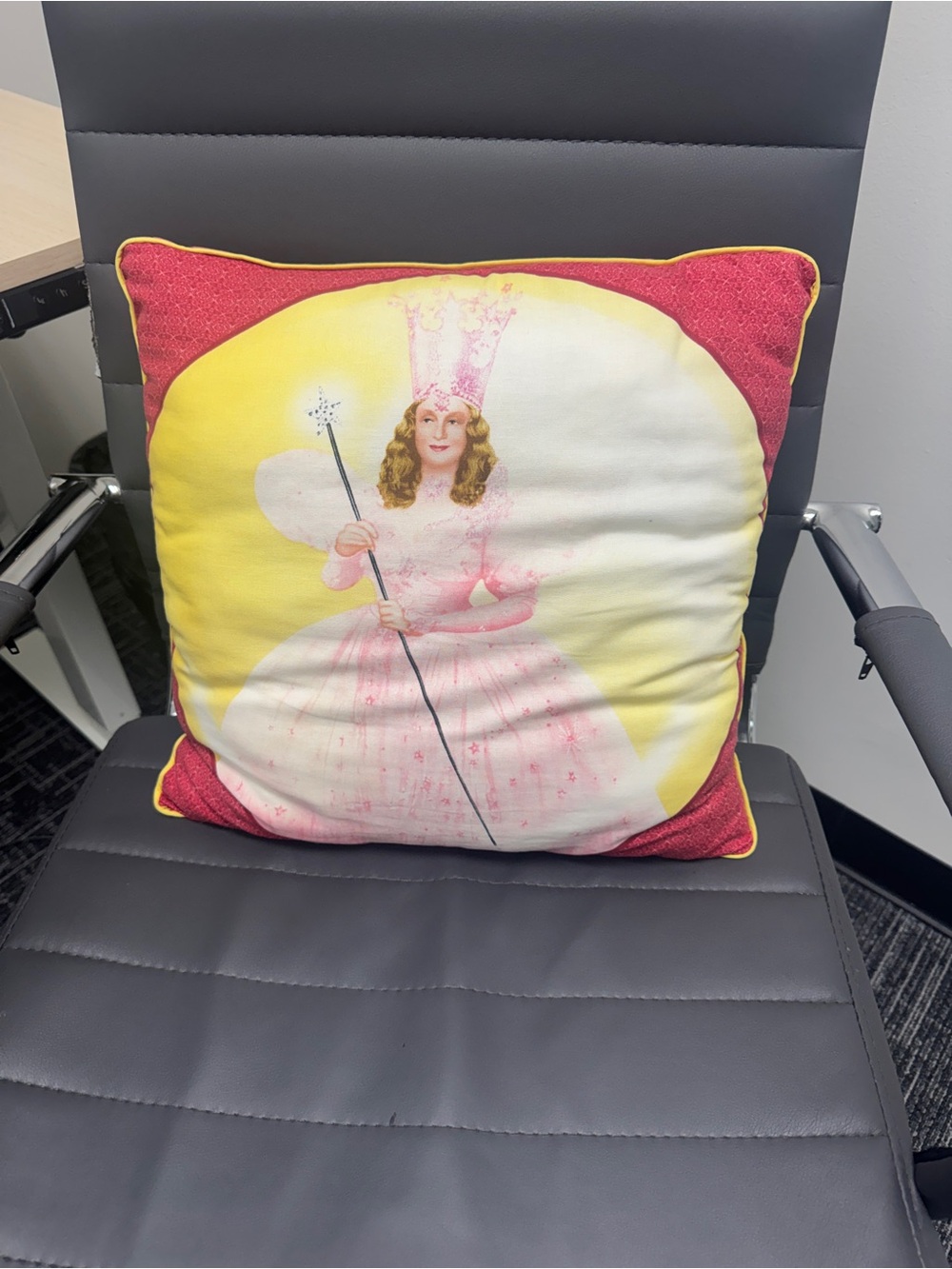 Vintage Fairy Tale Pink & Yellow Decorative Pillow (Glinda from Wizard of Oz)
